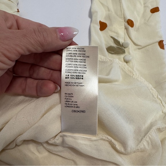 Free People Long Sleeve Mini Dress Polka Dot Button Front Cream Yellow S - Picture 11 of 14